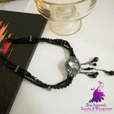 Black Beads String Necklace