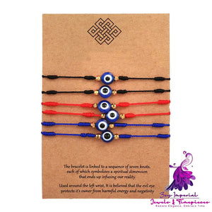 6 Pack Red Blue And Black Eye Woven Bracelets