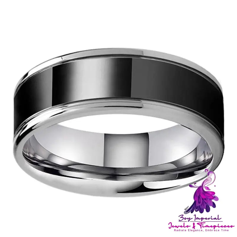 Tungsten Steel Ring Black Business Fashion