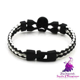 Neutral Men’s Skull Black Buttons Leather Bracelet