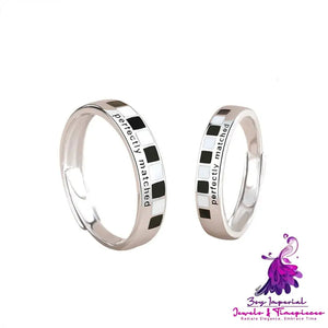 Black And White Matching Couple Ring Niche Original