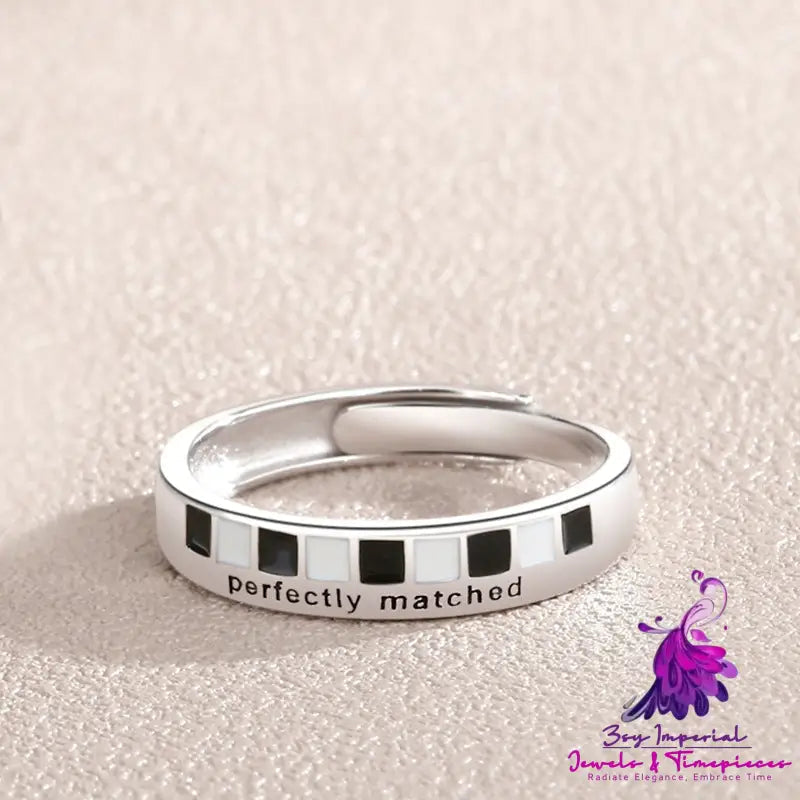 Black And White Matching Couple Ring Niche Original