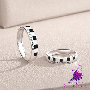 Black And White Matching Couple Ring Niche Original