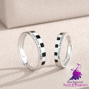 Black And White Matching Couple Ring Niche Original