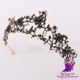 Baroque Bridal Tiara with Floral Black Diamond