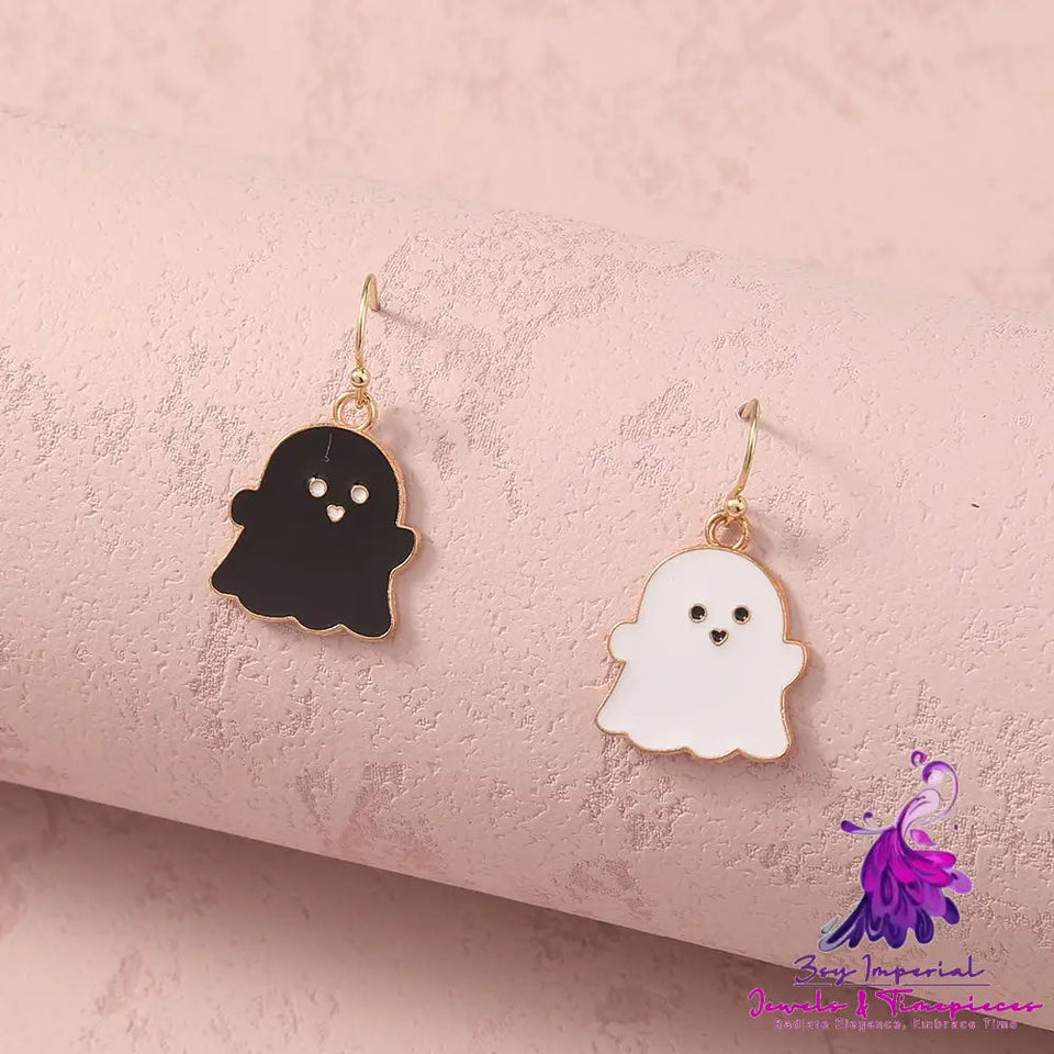 Halloween gift black drop oil ghost earrings creative black