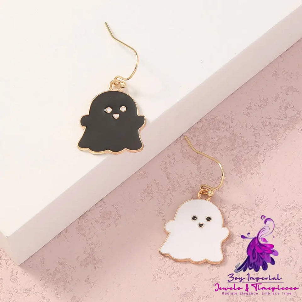 Halloween gift black drop oil ghost earrings creative black