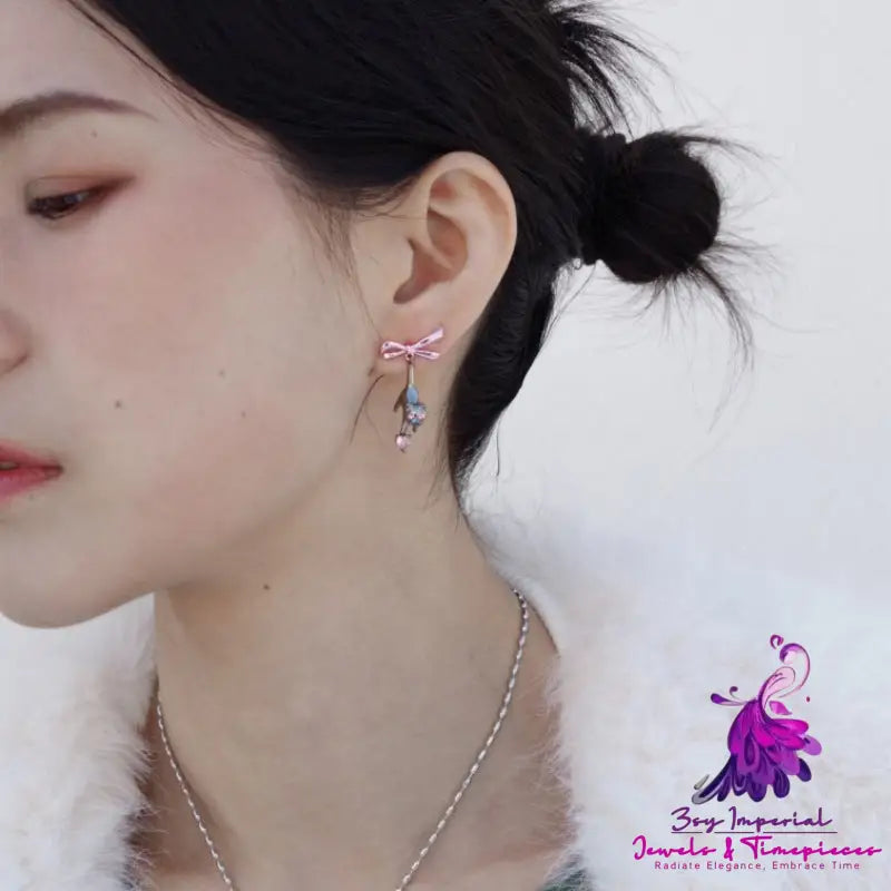 Fashion Black Cat Bow Earrings Female