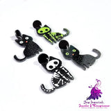 Animal Bones Black Cat Earrings