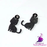 Animal Bones Black Cat Earrings