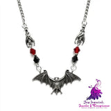 Black Bat Necklace Gothic Jewelry Halloween Theme