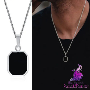 Square Plate Black Epoxy Necklace