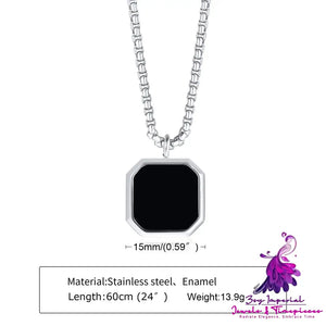 Square Plate Black Epoxy Necklace