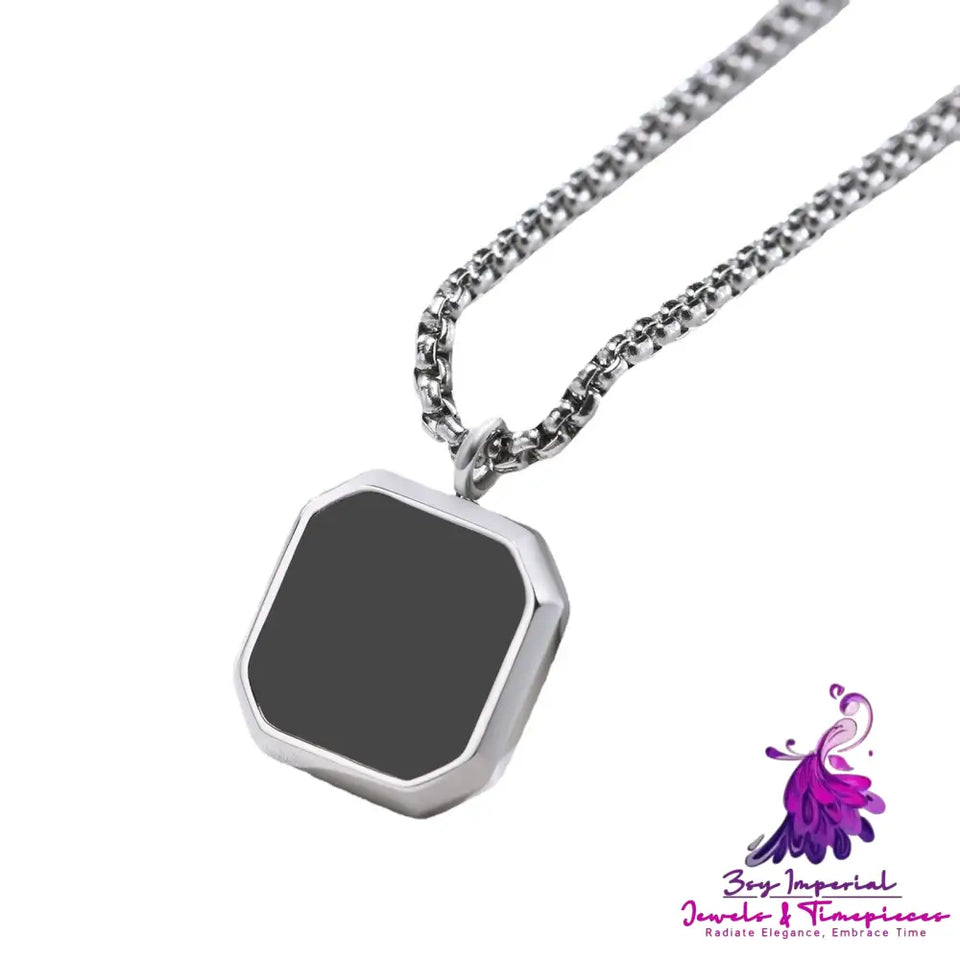 Square Plate Black Epoxy Necklace