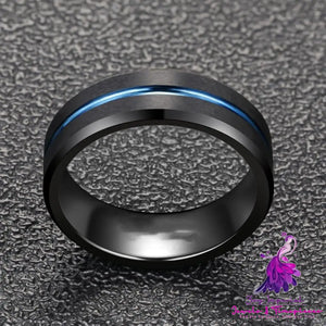 Men’s Flat Black Tungsten Steel Ring