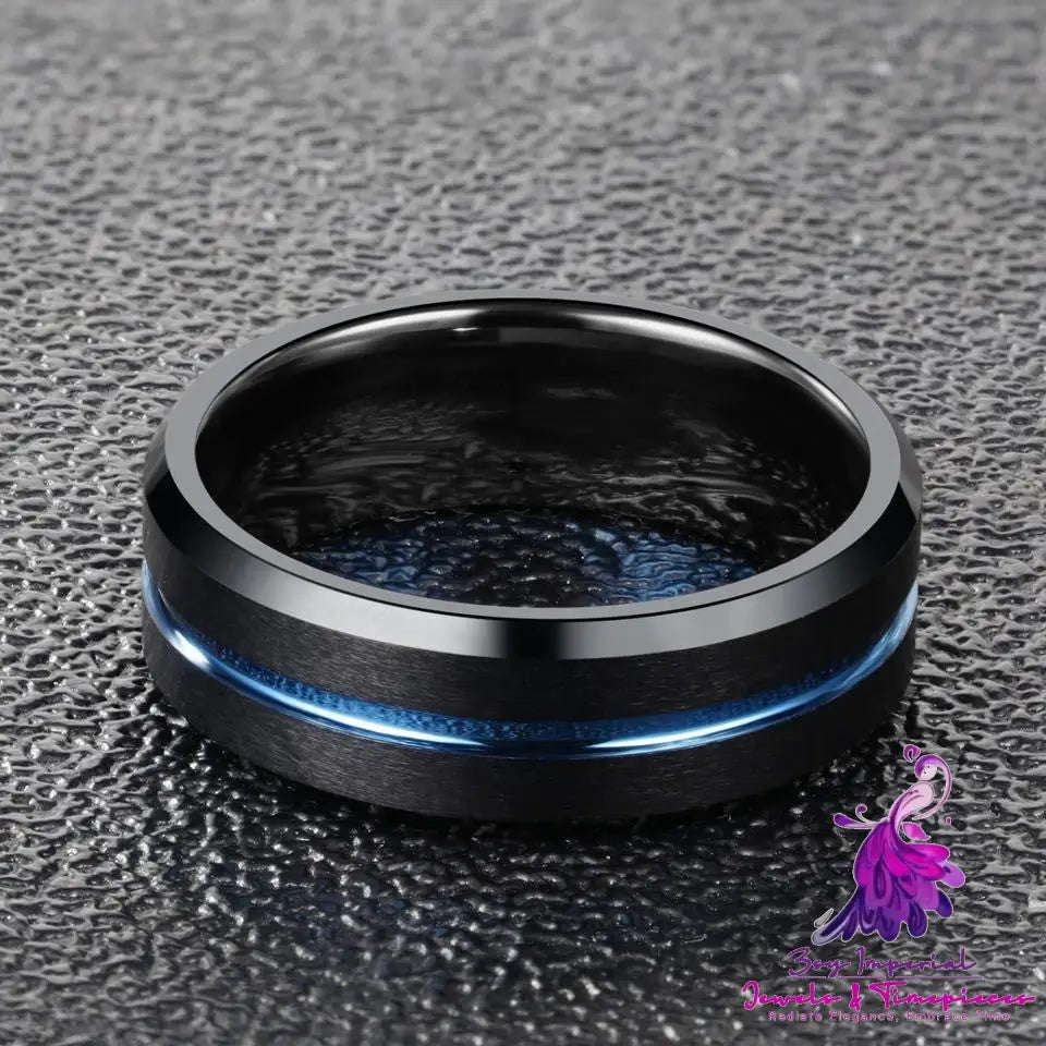 Men’s Flat Black Tungsten Steel Ring