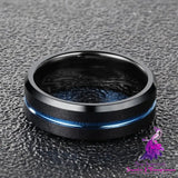 Men’s Flat Black Tungsten Steel Ring