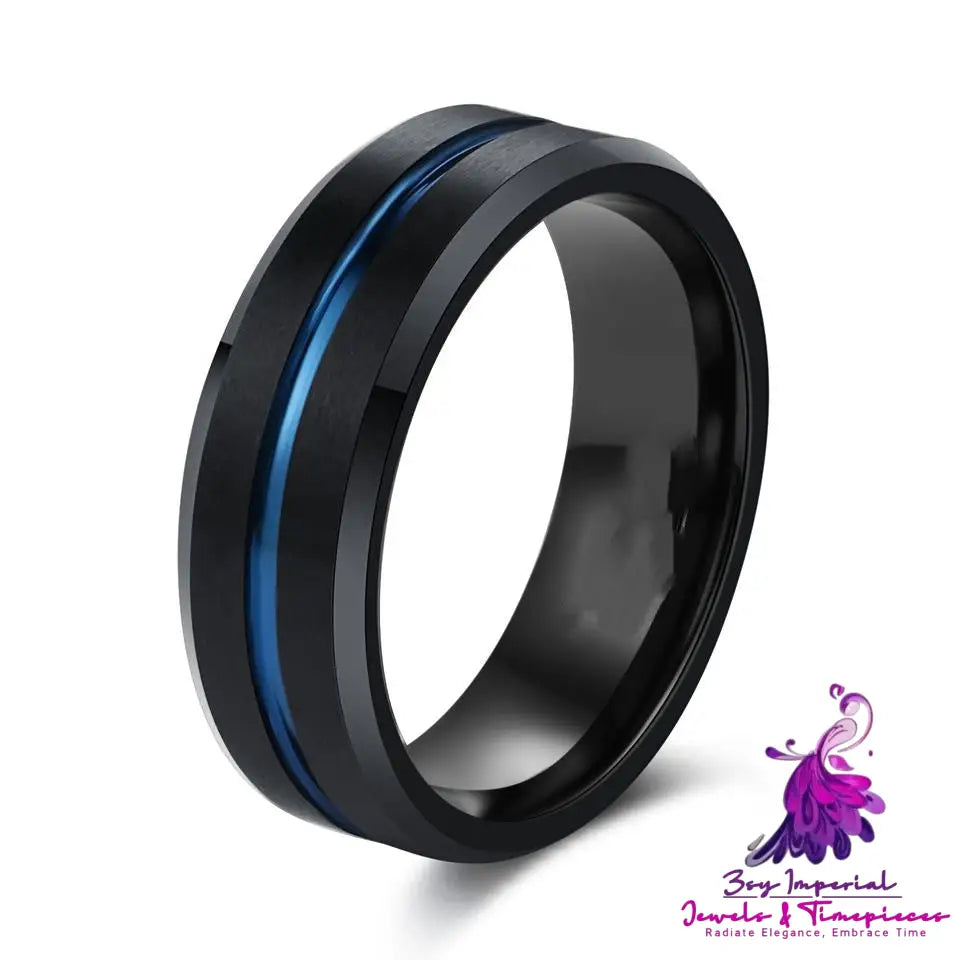 Men’s Flat Black Tungsten Steel Ring