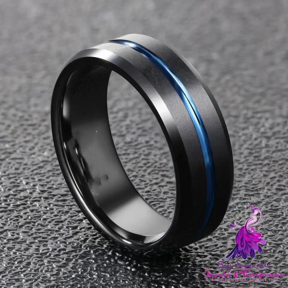 Men’s Flat Black Tungsten Steel Ring