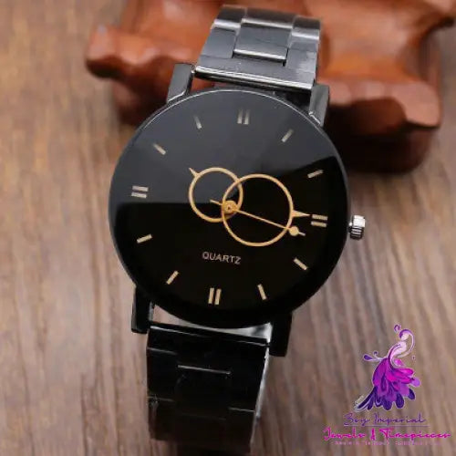 Stylish Black Steel Strap Watch