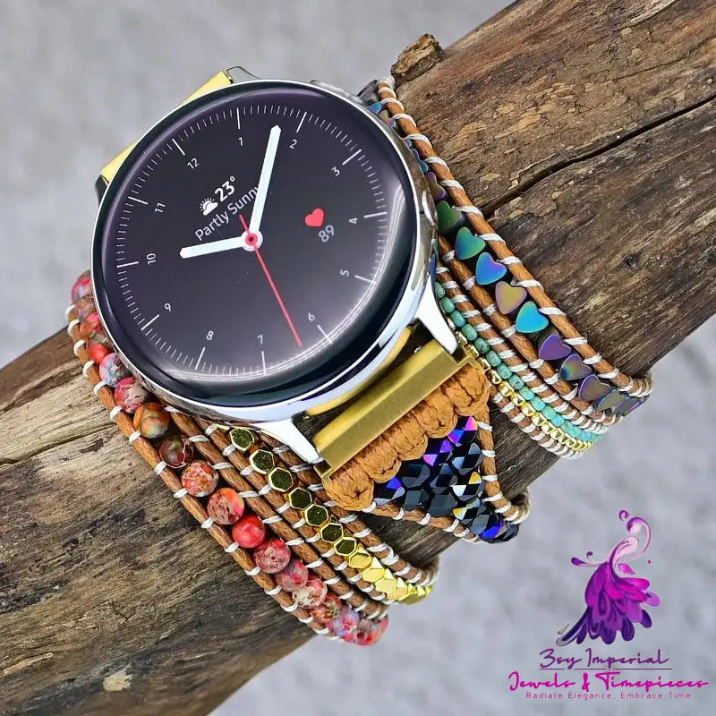 Gallstone Rice Bead Woven Watch Strap