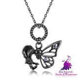 Black Gold Skull Butterfly Necklace