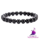 Black Lava Rock White Stretch Bracelet