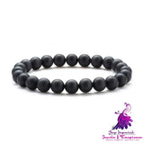 Black Lava Rock White Stretch Bracelet