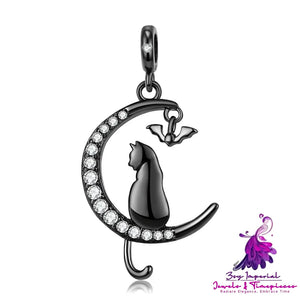 Black Moon Cat Girl Zirconium Necklace