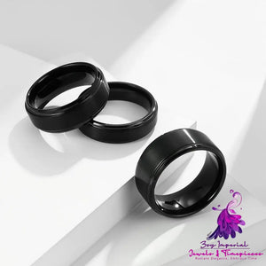 Black Plated Tungsten Steel Ring