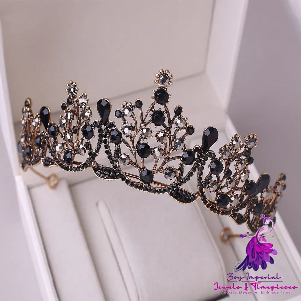 Black Rhinestone Crown Bridal Tiara