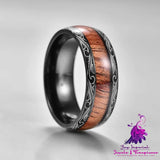 Stylish Black Wood Grain Ring