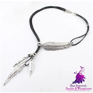 Multilayer Feather Pendant Necklace