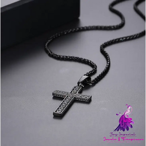 Black Vintage Cross Necklace with Chain