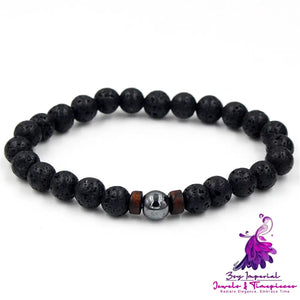 Black Volcanic Stone Men’s Bracelet