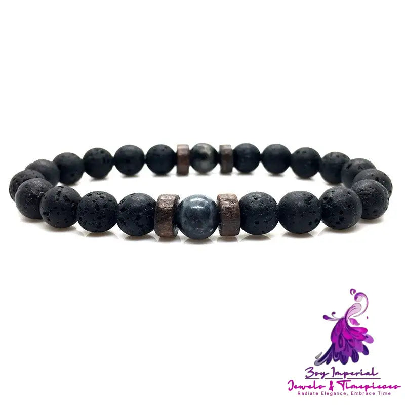 Black Volcanic Stone Men’s Bracelet