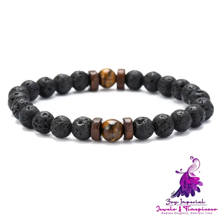 Black Volcanic Stone Men’s Bracelet