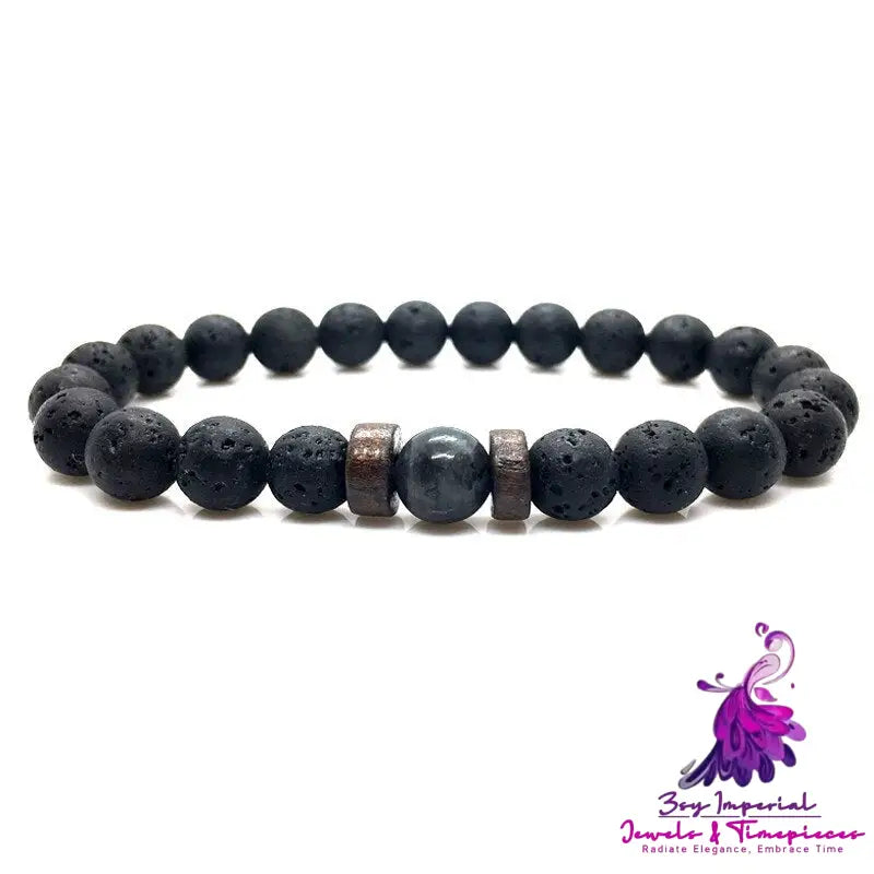 Black Volcanic Stone Men’s Bracelet