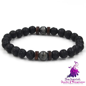 Black Volcanic Stone Men’s Bracelet