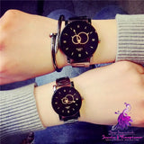 Gun Black Turntable Couple Watch