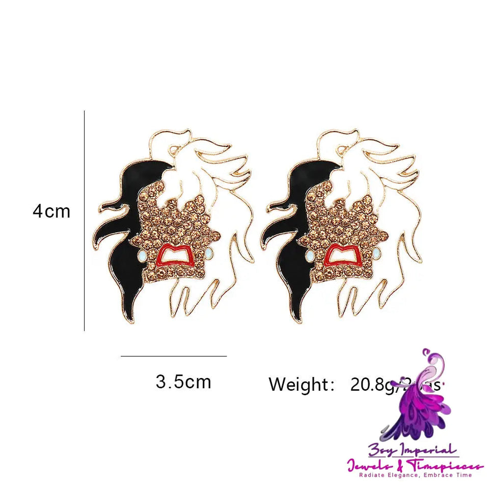 Creative Black And White Hair Funny Earrings Halloween