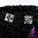 Popular Square Black And White Zircon Magnet Ear Studs