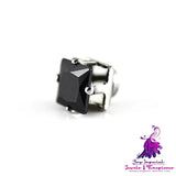 Popular Square Black And White Zircon Magnet Ear Studs