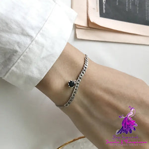 Black Zircon Pendant Chain Bracelet