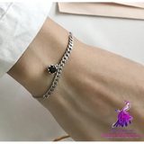 Black Zircon Pendant Chain Bracelet