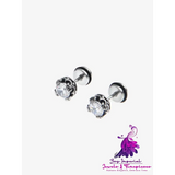 Black Zircon Titanium Steel Earrings