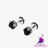 Black Zircon Titanium Steel Earrings