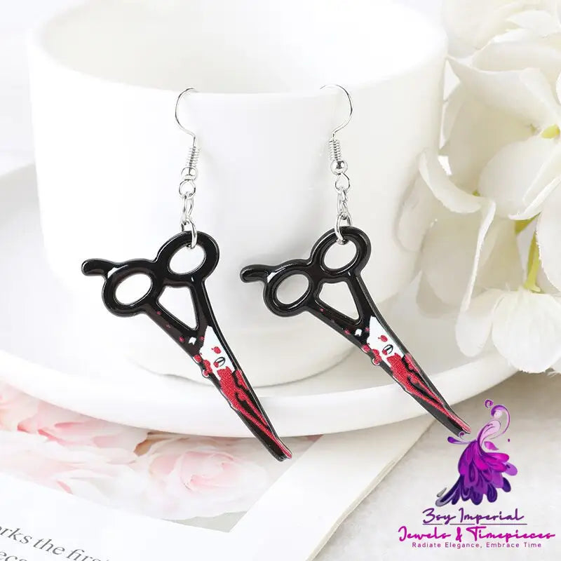 Blood Kitchen Knife Scissors Earrings