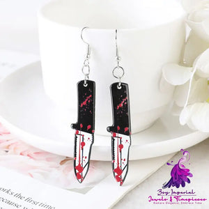 Blood Kitchen Knife Scissors Earrings