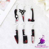 Blood Kitchen Knife Scissors Earrings